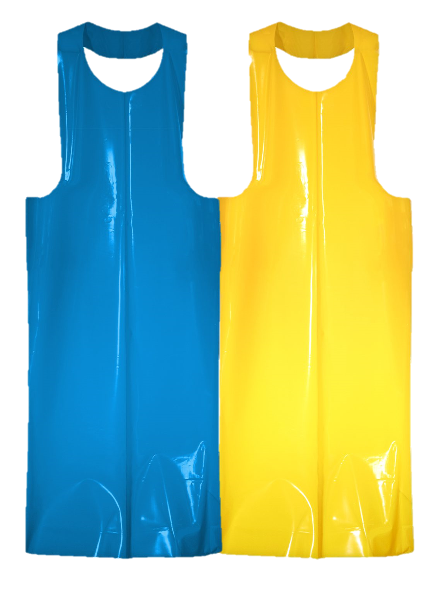 Superior® KeepKleen® Polyurethane Aprons in blue and yellow colors